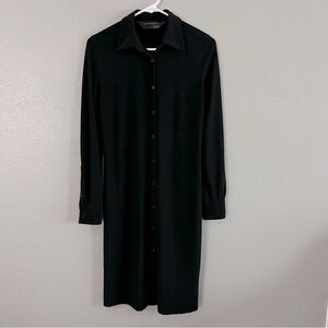 Norma Kamali Dress Women’s XS Black Button Up Dress Long Sleeve Collared Stretch